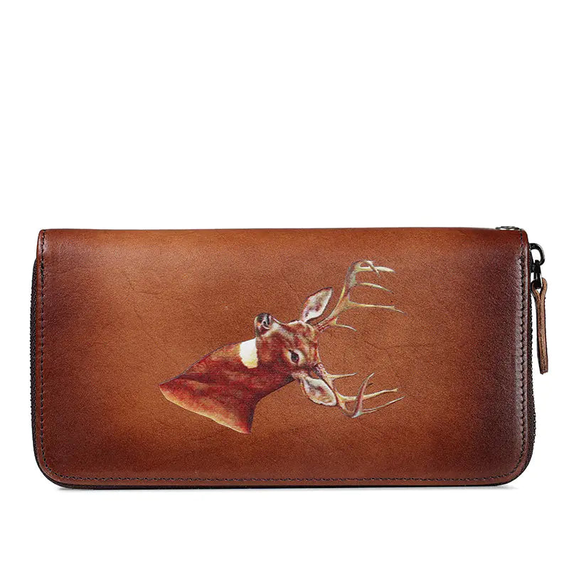Women's Retro Genuine Leather Zipper Wallet