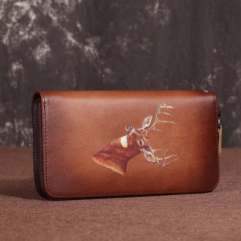 Women's Retro Genuine Leather Zipper Wallet