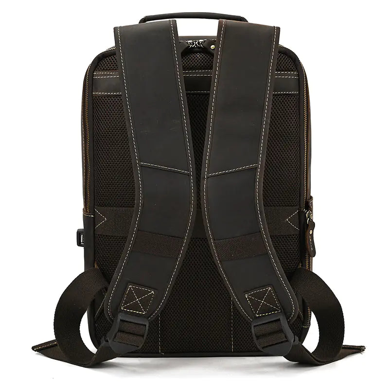 Retro Leather 16-Inch Laptop Backpack with USB